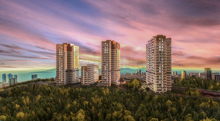 مجمع سكني على أعلى تل في اسطنبول ، يطل على جزر الأمراء