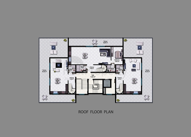 شقة بتخطيط 1+1 في منطقة محمودلار - ألانيا