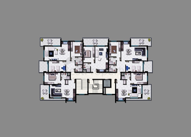 شقة بتخطيط 1+1 في منطقة محمودلار - ألانيا