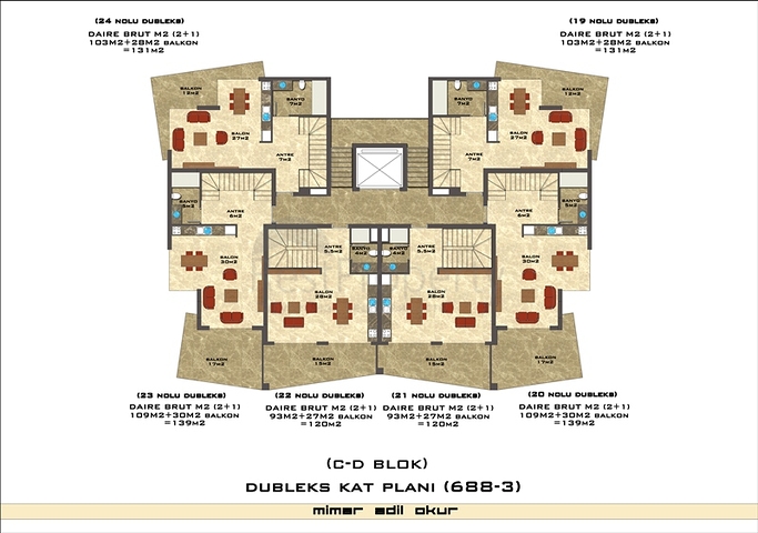 تصاميم مختلفة - دوبلكس غرفتين وصالة ضمن مجمع خمس نجوم في اوبا / الانيا 