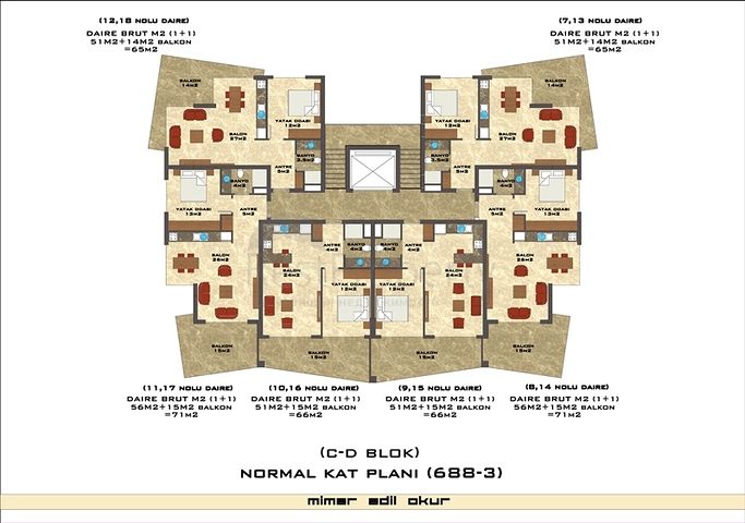 تصاميم مختلفة - دوبلكس غرفتين وصالة ضمن مجمع خمس نجوم في اوبا / الانيا 