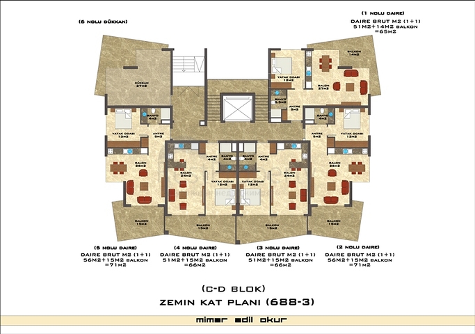 تصاميم مختلفة - دوبلكس غرفتين وصالة ضمن مجمع خمس نجوم في اوبا / الانيا 