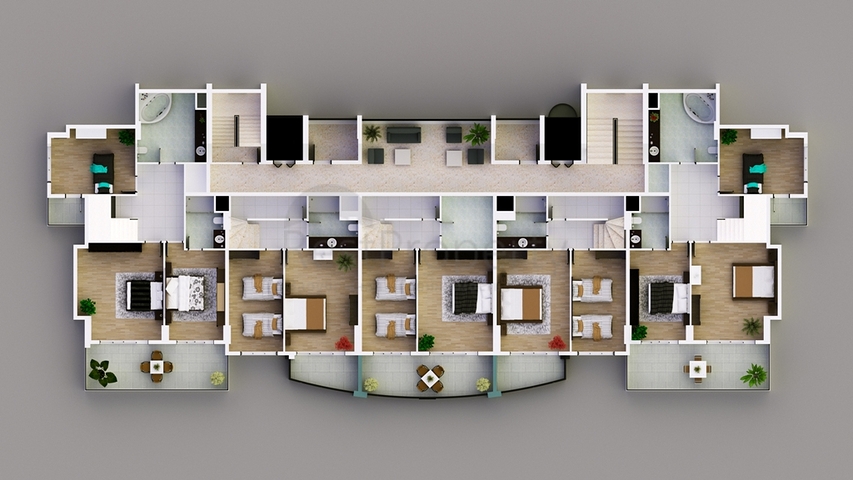 مجمع سكني حديث الإنشاء في منطقة محمودلار – ألانيا