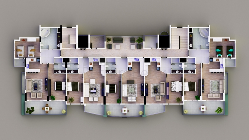 مجمع سكني حديث الإنشاء في منطقة محمودلار – ألانيا