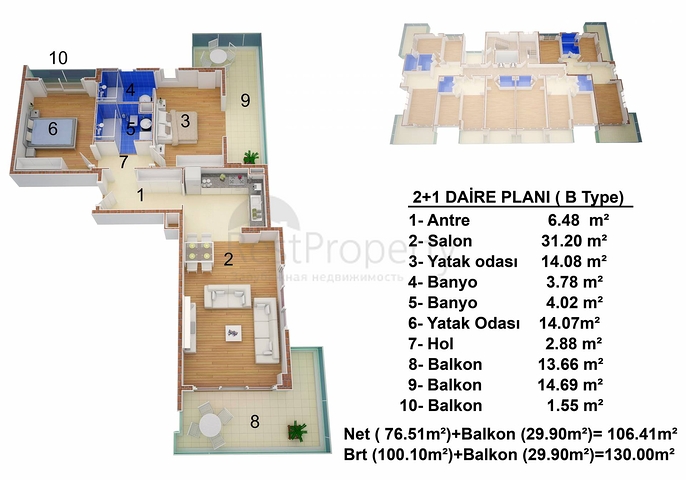 شقق ضمن مجمع سكني فاخر حديث في منطقة محمودلار – ألانيا