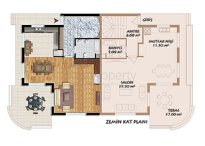 فيلات شبه منفصلة 3 + 1 في وسط كاميوفا ، كيمير 300 متر من البحر