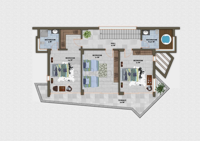 مجمع فيلات وشقق بتصميم فاخر وبأحدث التقنيات في مركز المدينة السياحية ألانيا