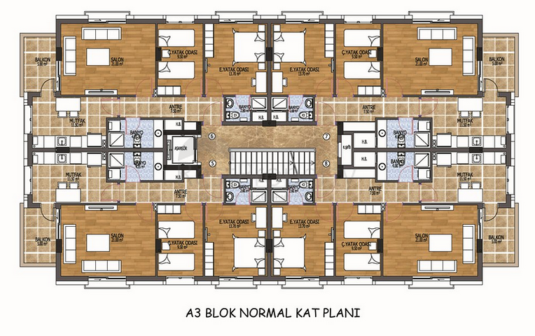 شقة واسعة  2 + 1 في أنطاليا بالتقسيط حتى 5 سنوات من شركة بناء