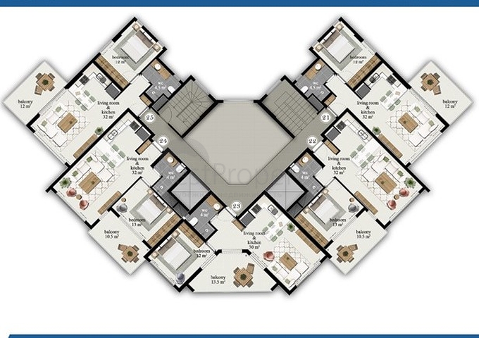شقة واسعة - مجمع حديث - تصميم غرفة وصالة - في مهموتلار / الانيا 