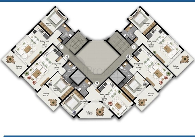 شقة واسعة - مجمع حديث - تصميم غرفة وصالة - في مهموتلار / الانيا 