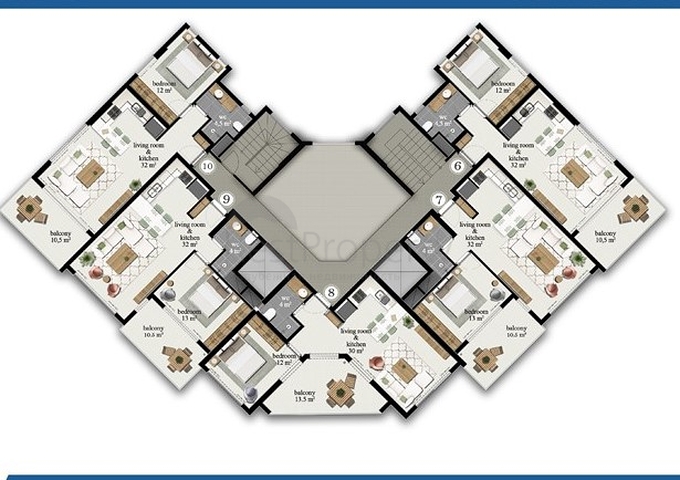 شقة واسعة - مجمع حديث - تصميم غرفة وصالة - في مهموتلار / الانيا 