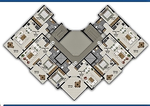 شقة واسعة - مجمع حديث - تصميم غرفة وصالة - في مهموتلار / الانيا 