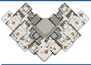 شقة واسعة - مجمع حديث - تصميم غرفة وصالة - في مهموتلار / الانيا 