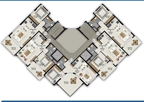 شقة واسعة - مجمع حديث - تصميم غرفة وصالة - في مهموتلار / الانيا 