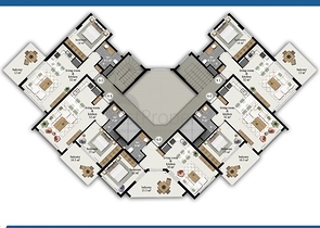 شقة واسعة - مجمع حديث - تصميم غرفة وصالة - في مهموتلار / الانيا 