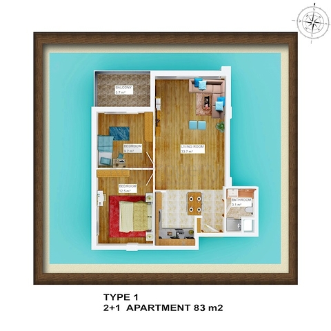 شقق بتصاميم مختلفة ضمن مجمع سكني عصري في أنطاليا