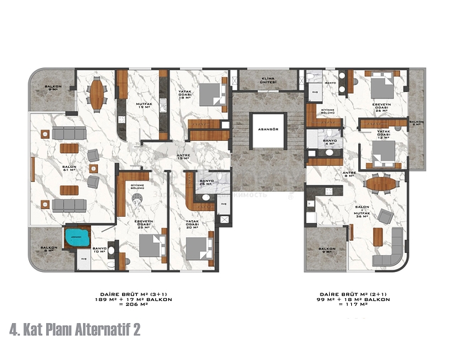 اول صف على البحر - شقق بتصاميم مختلفة - ضمن مجمع حديث في كارجي جاك / الانيا 