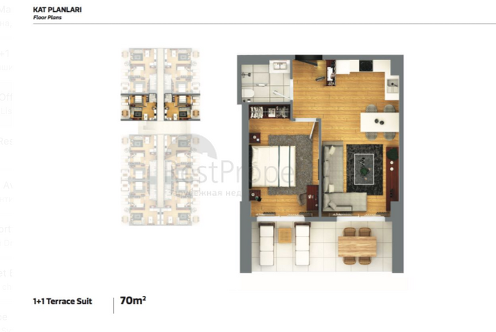 مشروع فاخر في لارا أنطاليا ، على بعد 400 متر من الشواطئ الرملية