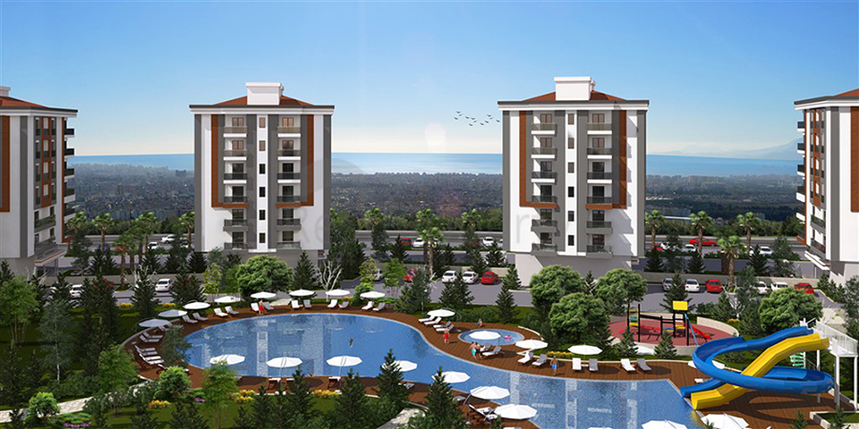 شقق 3 + 1 و 4 + 1 بإطلالة بانورامية على البحر الأبيض المتوسط ​​في أنطاليا