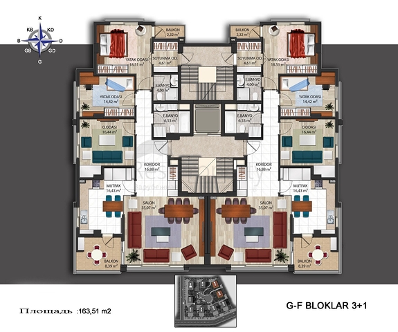 شقق 3 + 1 و 4 + 1 بإطلالة بانورامية على البحر الأبيض المتوسط ​​في أنطاليا