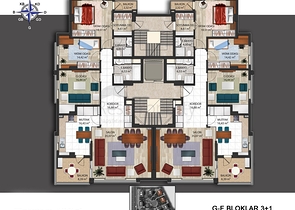 شقق 3 + 1 و 4 + 1 بإطلالة بانورامية على البحر الأبيض المتوسط ​​في أنطاليا