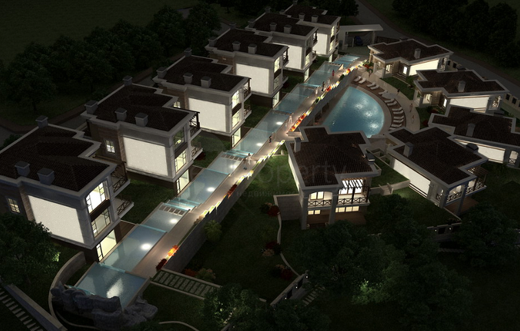 فيلا مع أثاث محاط بالطبيعة الجبلية في أنطاليا