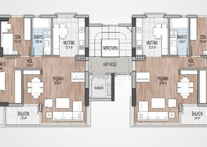 شقق 2 + 1 في مشروع جاهز في أونجالي أنطاليا