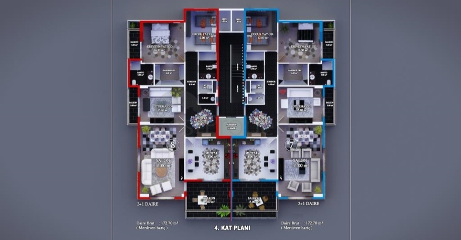 شقق عائلية واسعة ضمن مجمع سكني خمس نجوم في اوبا / الانيا 