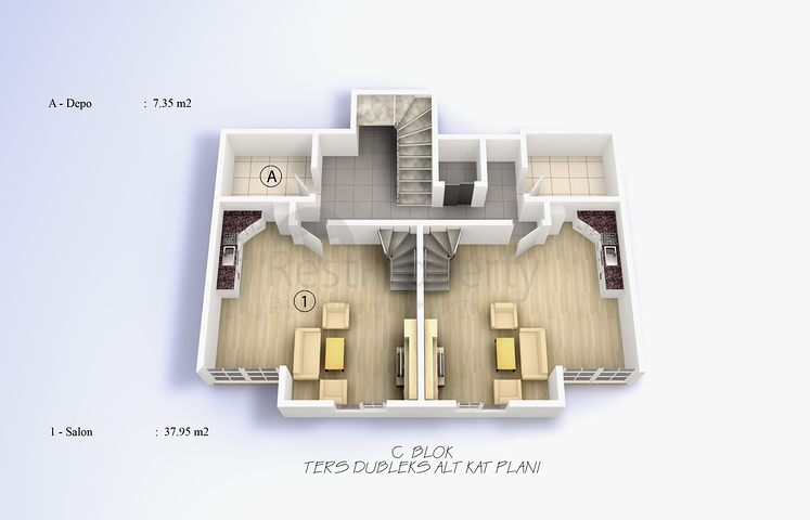 شقق بمساحات مختلفة على ضفاف النهر في كيستيل / ألانيا 