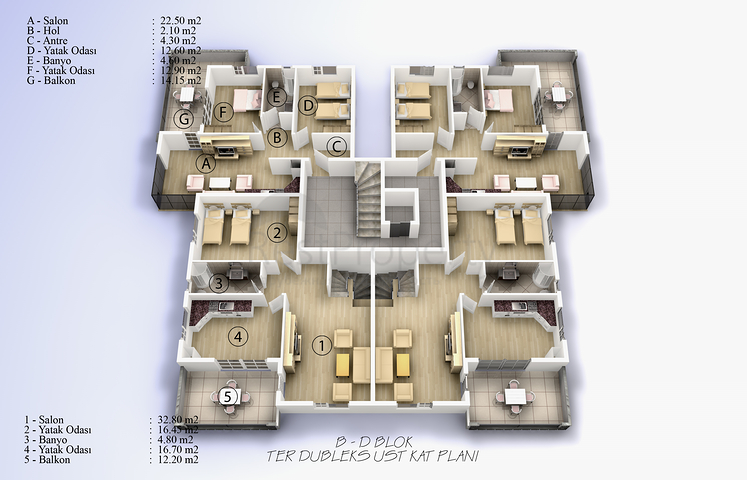 شقق بمساحات مختلفة على ضفاف النهر في كيستيل / ألانيا 