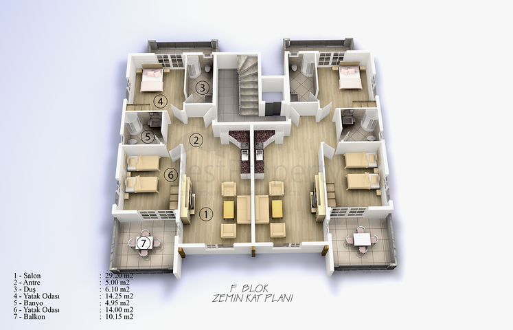 شقق بمساحات مختلفة على ضفاف النهر في كيستيل / ألانيا 