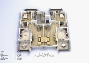 شقق بمساحات مختلفة على ضفاف النهر في كيستيل / ألانيا 