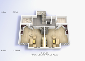 شقق بمساحات مختلفة على ضفاف النهر في كيستيل / ألانيا 