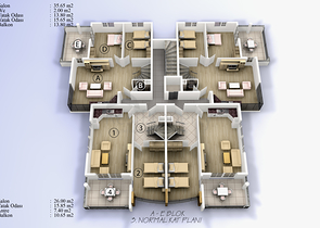 شقق بمساحات مختلفة على ضفاف النهر في كيستيل / ألانيا 