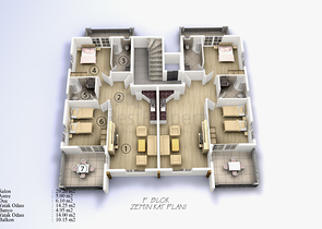 شقق بمساحات مختلفة على ضفاف النهر في كيستيل / ألانيا 