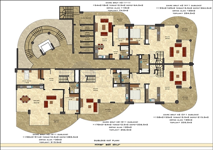 شقق بمساحات مختلفة في أوبا على البحر مباشرة ً