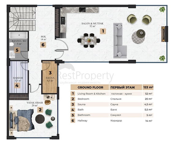 فيلا مستقلة فاخرة - تصميم 6 غرف - في كارجي جاك / الانيا 