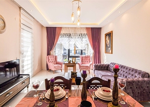 شقة فاخرة - 2 غرفة وصالة مع الاثاث - ضمن مجمع ممتاز - في اوبا / الانيا 