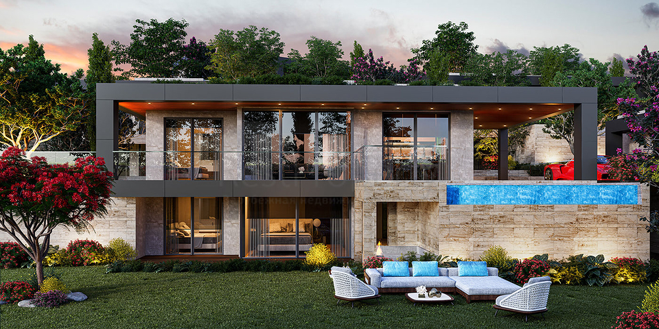 اطلالة بحرية ساحرة - فيلا فاخرة تصميم 5 غرف وصالة - في بودروم 