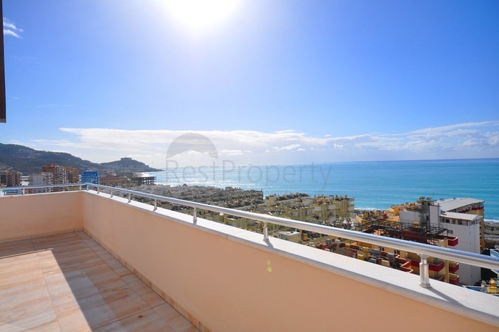 اطلالة بحر - دوبلكس 3 غرف وصالة - في مهموتلار / الانيا 