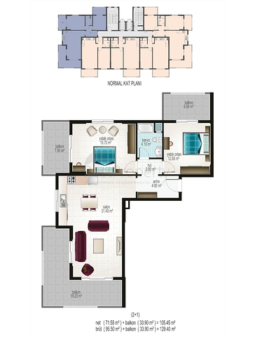 شقق بغرفة نوم واحدة وشقق بثلاث غرف نوم للبيع في ألانيا 