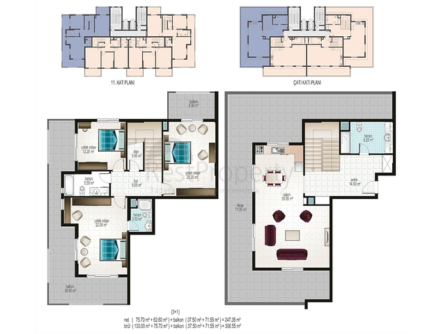 شقق بغرفة نوم واحدة وشقق بثلاث غرف نوم للبيع في ألانيا 
