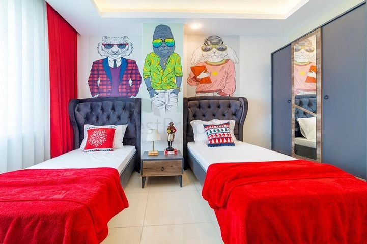 موقع مميز - تراس واسع - 3 غرف وصالة مفروشة - في مهموتلار / الانيا 