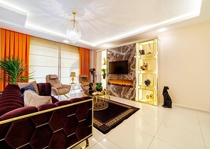 موقع مميز - تراس واسع - 3 غرف وصالة مفروشة - في مهموتلار / الانيا 