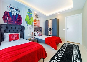 موقع مميز - تراس واسع - 3 غرف وصالة مفروشة - في مهموتلار / الانيا 