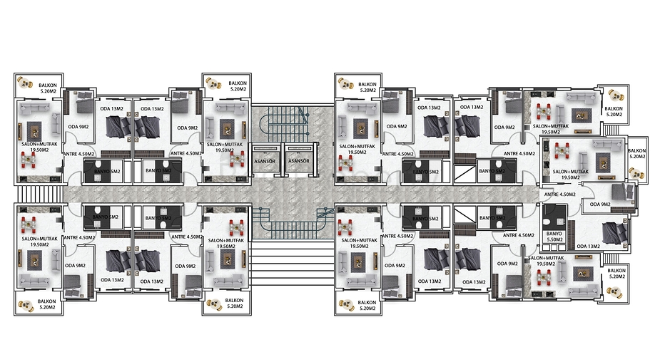 قريب من البحر -بالاقساط -شقق عائلية ضمن مجمع سكني - في مهموتلار / الانيا 