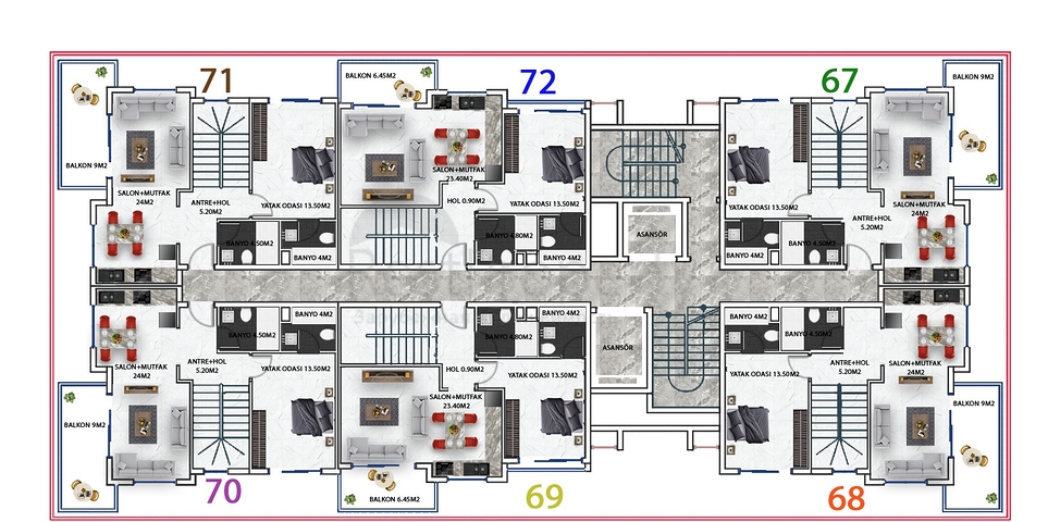قريب من البحر -بالاقساط -شقق عائلية ضمن مجمع سكني - في مهموتلار / الانيا 