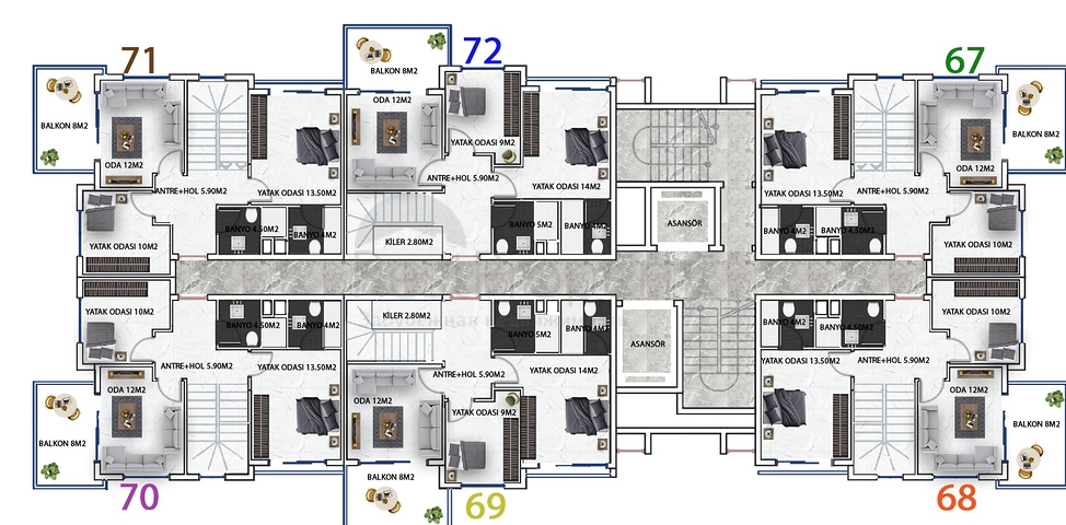قريب من البحر -بالاقساط -شقق عائلية ضمن مجمع سكني - في مهموتلار / الانيا 