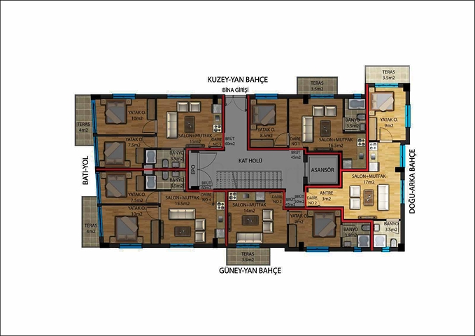 شقة جديدة بغرفة نوم واحدة في وسط مدينة أنطاليا