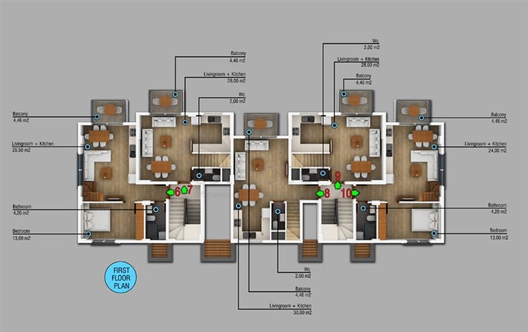 شقق 1 + 1 للبيع في منطقة كاليس في فتحية
